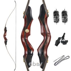 60 Takedown Recurve Bow 25-50lbs Left Hand 15 Wooden Riser Outdoor Hunting Bow