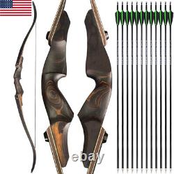 60 Takedown Recurve Bow 25-60lbs Carbon Arrows Wooden Archery American Hunting