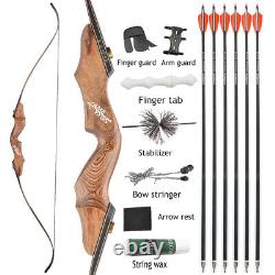 60 Takedown Recurve Bow 30-50lbs Wooden Riser Limbs Archery Shooting Target