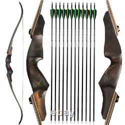 60 Takedown Recurve Bow Arrow 25-60lbs Archery Wooden Riser American Hunting