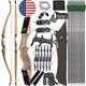 60 Takedown Recurve Bow Carbon Arrow Set 20-60lbs Limb Bamboo Core Archery Hunt