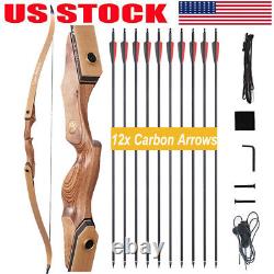 60 Takedown Recurve Bow Kit 30-50lbs Wooden Riser for Archery Target Practice