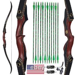 60 Takedown Recurve Bow RH Hunting Target Arrows 30-50lbs Archery Bow Shooting