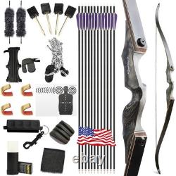 60 Takedown Recurve Bow Set 50lbs Archery Arrows American Hunting Black Hunter