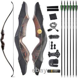 60 Takedown Recurve Bow Set Carbon Arrows 25-60lb Wooden Archery Hunting Target