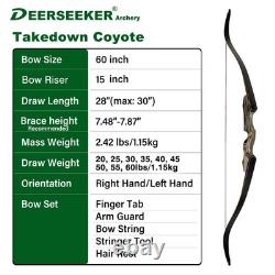 60 Takedown Recurve Bow Set Traditional Wooden Bow with Laminated Limbs Righ