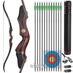 60 Takedown Recurve Bow Traditional Archery Hunting Arrows 25-50lbs Shooting