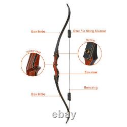 60 Wooden Riser Takedown Recurve Bow Right Hand Archery Hunting 30-50lb Target