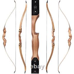 60 in. Archery Takedown Recurve Bow Hunting RH Wooden Riser 12Pcs Carbon Arrows