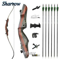 62 Archery Recurve Bow 20-50lbs Hunting Bow Set Spine 500 30 Carbon Arrow