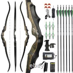 62 Archery Recurve Bow 20-55lbs Takedown 16'' Technology Wood Target Hunting RH