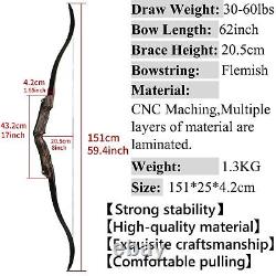 62''Archery Recurve Bow 30-60lbs Colorful Takedown CNC Maching Hunting Target RH