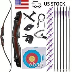 62'' Archery Recurve Bow 40-50lbs Wooden Takedown Hunting Bow Target Shooting