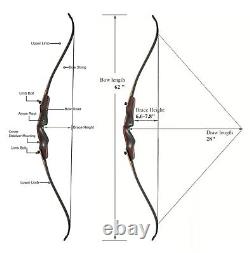 62'' Archery Recurve Bow 40-50lbs Wooden Takedown Hunting Bow Target Shooting