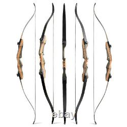 62'' Archery Recurve Bow Takedown 30-50lbs Wooden Riser Target Hunting Shooting
