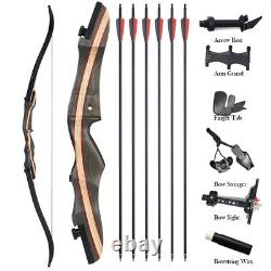 62 Archery Takedown Recurve Bow 20-50lbs Hunting Wooden Bow Target Arrows SET