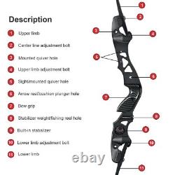 62 ILF Recurve Bow Right Hand Archery Arrows 25-60# Takedown Bow Hunting Target