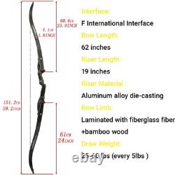 62 Recurve American Hunting Bow 25-60lbs Gordon Limbs F-Interface Takedown RH