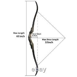 62 Takedown Recurve Bow 20-60lbs Limbs Wooden Riser Archery American HuntingBow