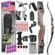 62 Takedown Recurve Bow 50lbs 12x Carbon Arrows Archery Hunting Target Shooting