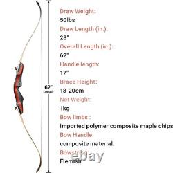 62 Takedown Recurve Bow 50lbs 12X Carbon Arrows Archery Hunting Target Shooting