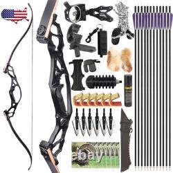 62 Takedown Recurve Bow Arrow Set 60lbs Archery Aluminum Bow Hunting Target US