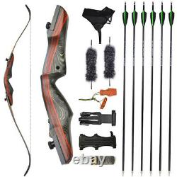 62 Takedown Recurve Bow Set 20-50lbs Wooden Riser Limb Archery Hunting Target