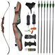 62 Takedown Recurve Bow Set 20-50lbs Wooden Riser Limb Archery Hunting Target