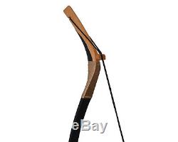 65lbs Traditional Handmade Recurve Bow Pigskin Hunting Longbow Archery Black
