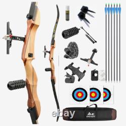 66 6870Takedown Archery Recurve Bow Kit 14-40lbs Limbs Wooden Youth Hunting