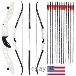 66'' Archery Takedown Recurve Bow Carbon Arrows 20-40lbs Hunting Bow Aluminum