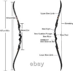 66'' Archery Takedown Recurve Bow Carbon Arrows 20-40lbs Hunting Bow Aluminum