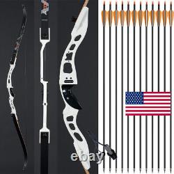 66 Takedown Recurve Bow 20-40lbs Aluminum Riser Carbon Arrows Archery Hunting