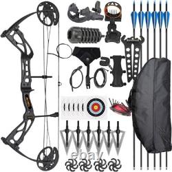 70lb 320FPS Archery Compound Bow Set Speed Carbon Arrows Sight Release Hunting