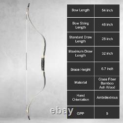 AF 40lbs Tatar Recurve Bow 54 Laminated Traditional Hunting Bow for Adult