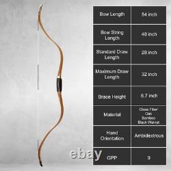 AF 54 Tatar Recurve Bow 25lb Oak Black Walnut Ambidextrous Horse Bow