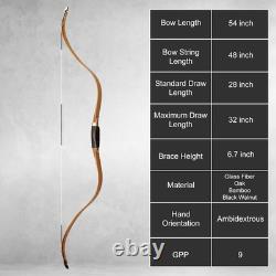 AF Archery 54 Oak Tatar Traditional Recurve Bow Laminated Horse Bow Longbow