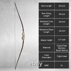 AF Archery Longbow Set, Ergonomic Design All-in-One Longbow, 62 Right Hand Bow