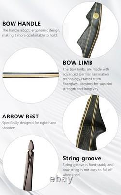 AF Archery Traditional Longbow Set 62 Recurve Bow Set for Hunting 70lbs