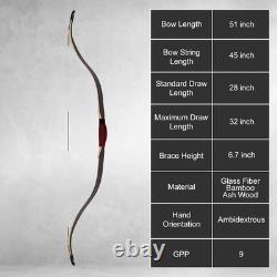 AF Black Laminated Turkish Recurve Horse Bow QueYue 45lb for Traditional Hunting