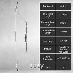 AF Tartar Recurve Bow 54 40lb Black Polished Traditional Horse Archery