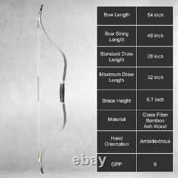 AF Traditional Recurve Bow 54Tatar Laminated Horse Hunting Bow for Adult 30lbs