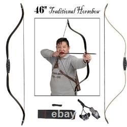 Archery 46 Traditional Short Bow Horsebow Recurve Bow Bamboo&Fiberglass Limbs