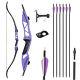 Archery 56 Takedown Recurve Bow And Arrow Set Competition Practice Bow 18-50lbs