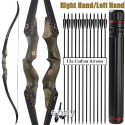 Archery 60 Takedown Recurve Bow 25-50lbs Wood Riser Left/Right Hand Bow Hunting