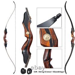 Archery 60'' Takedown Recurve Bow Wooden Long Bow / Arrows for Target Hunting