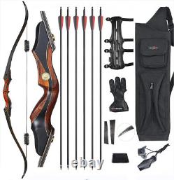 Archery 60 Takedown Recurve Bow and Arrow Laminated Wood Hunting Bow 25-50lbs