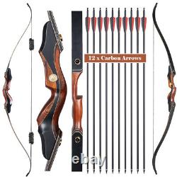 Archery 60 Wooden Riser Take Down Recurve Bow Hunting with String Silencer Set
