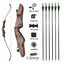 Archery 62 Takedown Recurve Bow 20-50lbs Hunting 17 Riser Wooden Carbon Arrows
