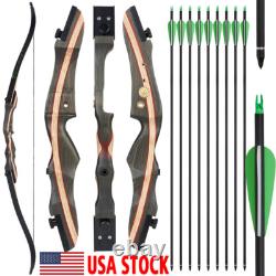 Archery 62 Takedown Recurve Bow 20lbs-50lbs Wooden Riser Hunting Carbon Arrows